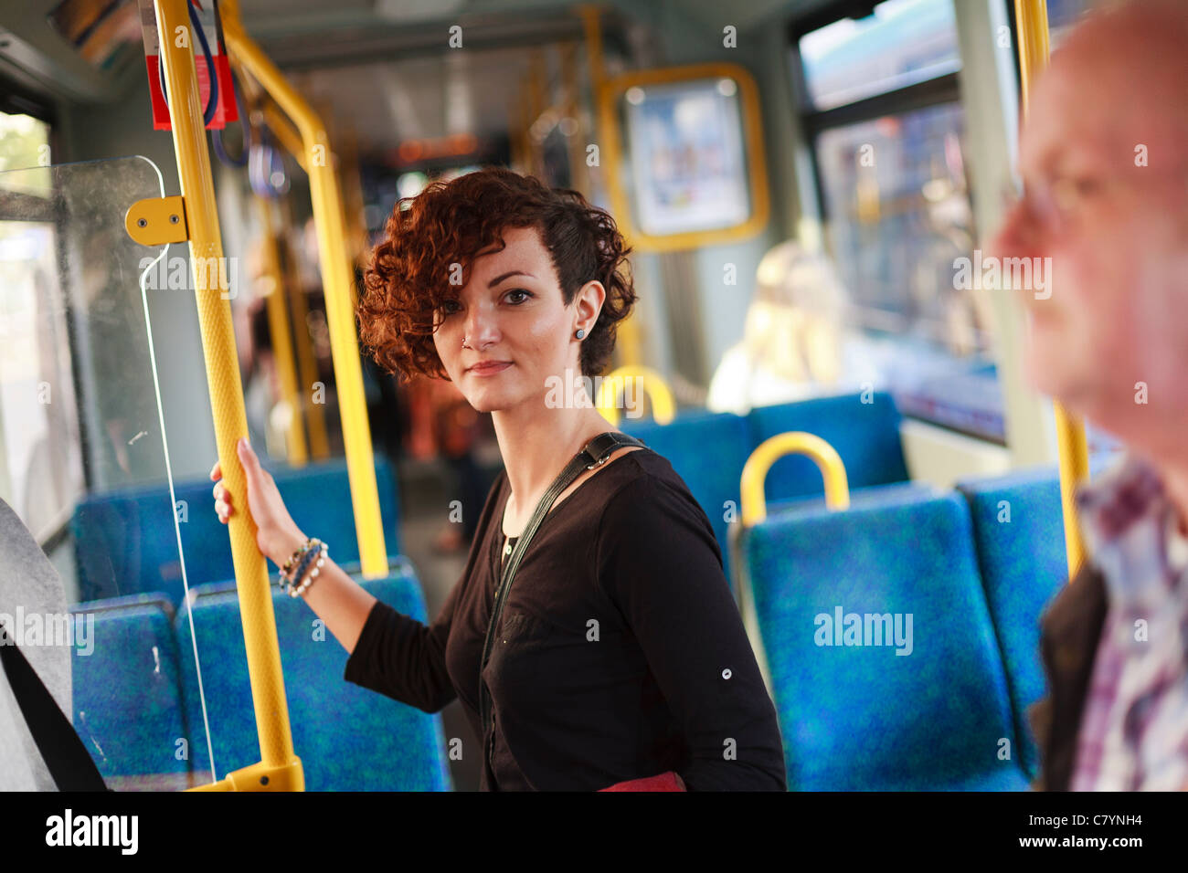 Women on a tram in Frankfurt Germany Stock Photo Alamy