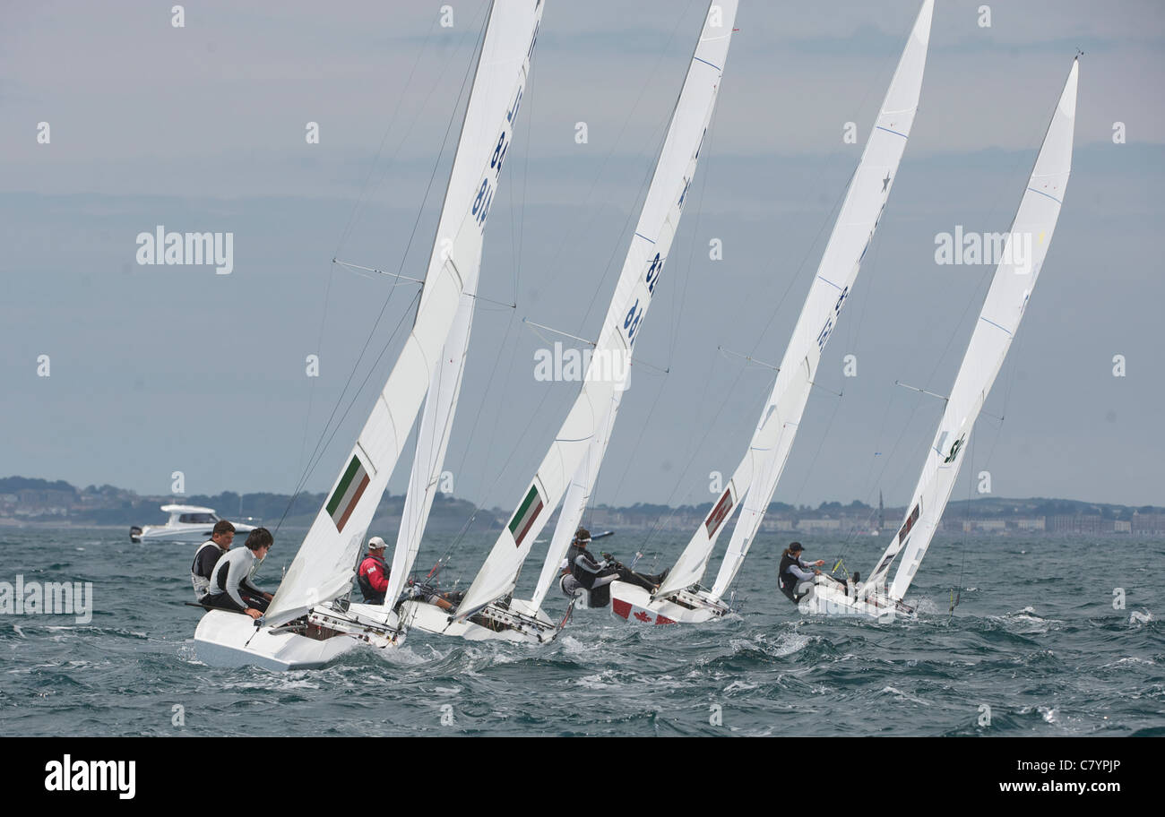 Fleet after rounding the second mark, Sailing Olympic Test Event, Star