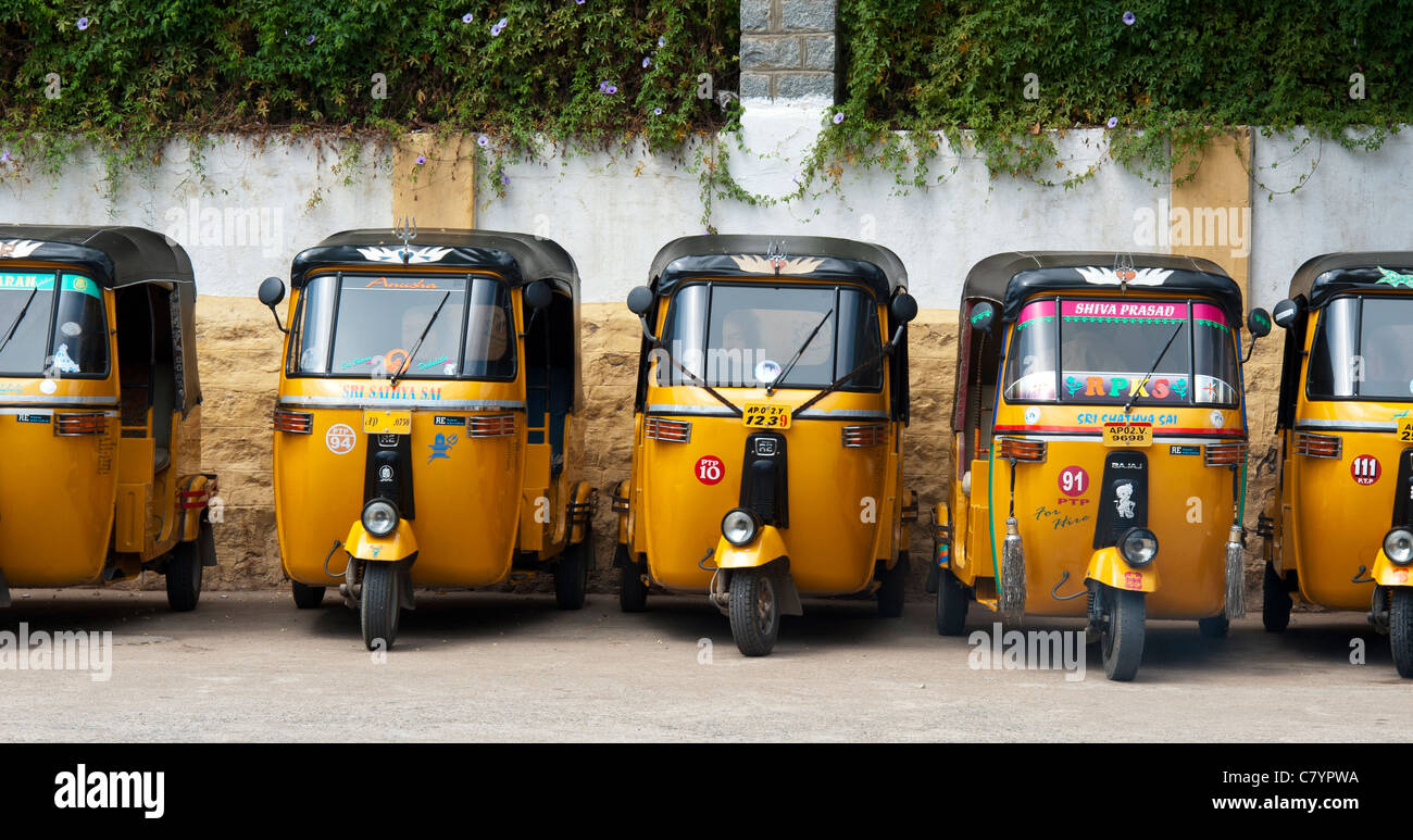 Indian rickshaws. Puttaparthi, Andhra Pradesh, India Stock Photo