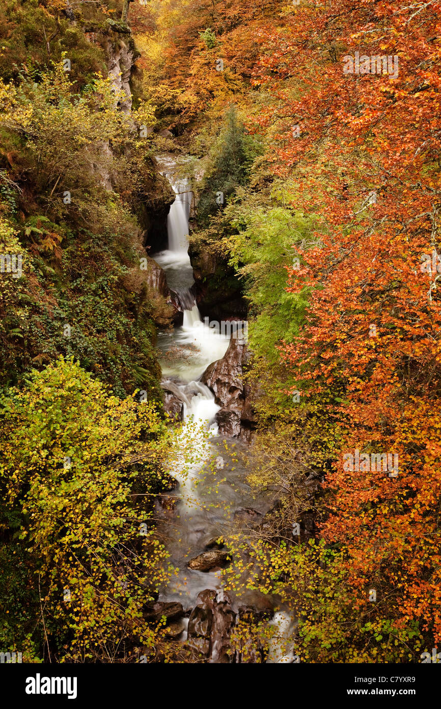 Autumn Landscape waterfall Natural Park Saja Nansa Cantabria Spain Stock Photo