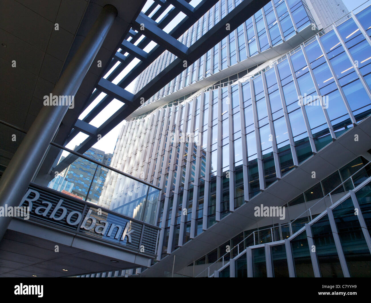 modern office buildings with Rabobank sign zuidas Amsterdam, the Netherlands Stock Photo
