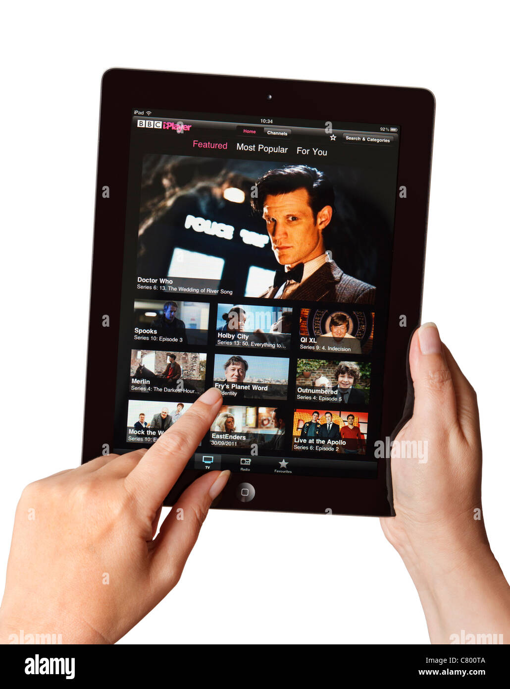 BBC iPlayer on iPad - VOD Stock Photo