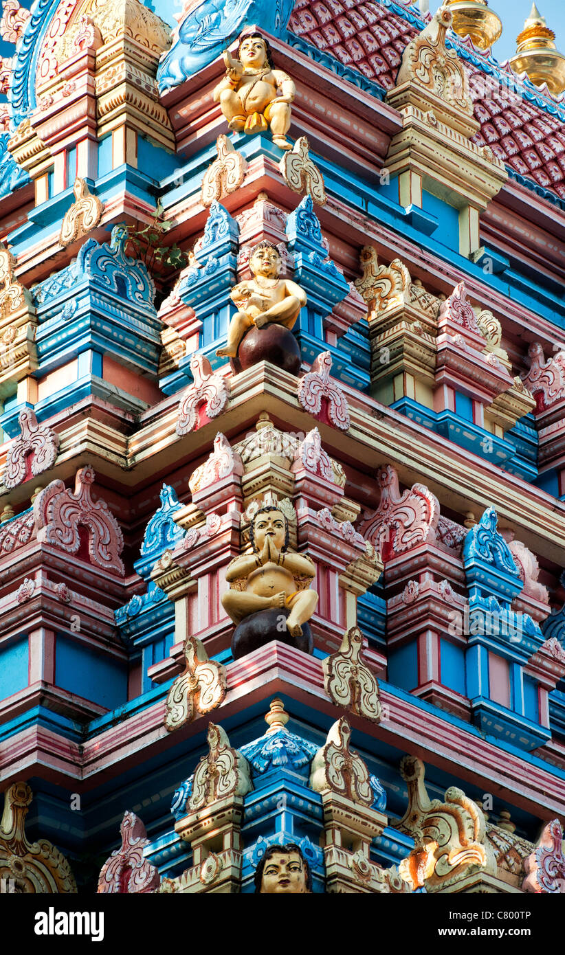 Indian gopuram temple architecture at the ashram of sri sathya sai baba. Puttaparthi, Andhra Pradesh, India Stock Photo