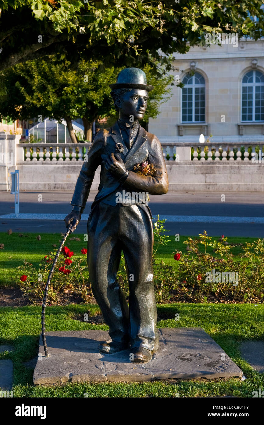 Charlie Chaplin statue, Vevey, Switzerland Stock Photo