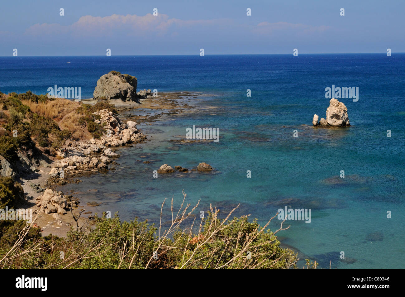 The rugged unspoilt coastline of the north western Akamas Peninsula a conservation area of natural beauty Stock Photo