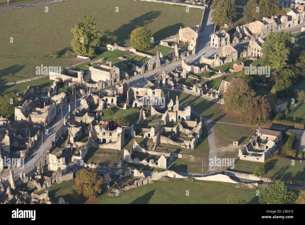 ORADOUR SUR GLANE aerial View Site Of A WWII Massacre German Stock 