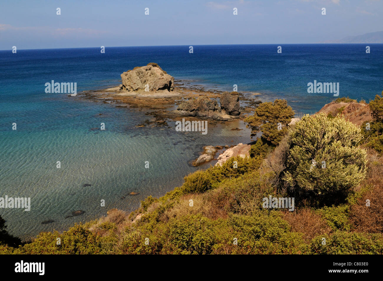 The rugged unspoilt coastline of the north western Akamas Peninsula a conservation area of natural beauty Stock Photo