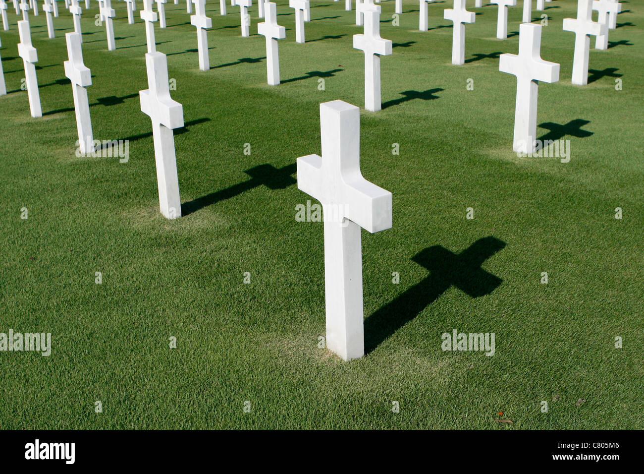 Marble crosses in an American military cemetery Stock Photo - Alamy