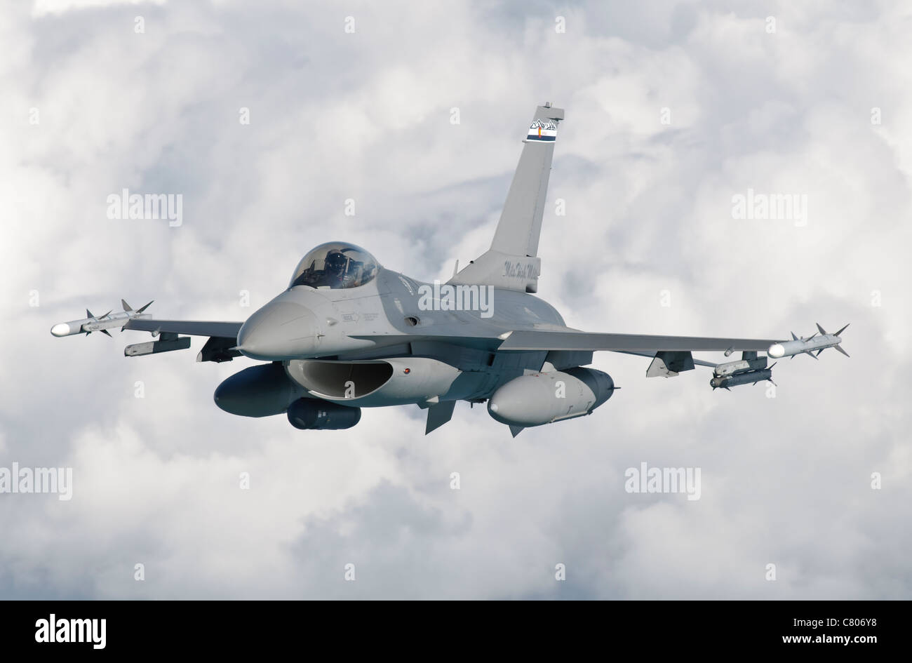 An F-16 Fighting Falcon from the Colorado Air National Guard in flight over Brazil during Exercise CRUZEX V in Brazil. Stock Photo