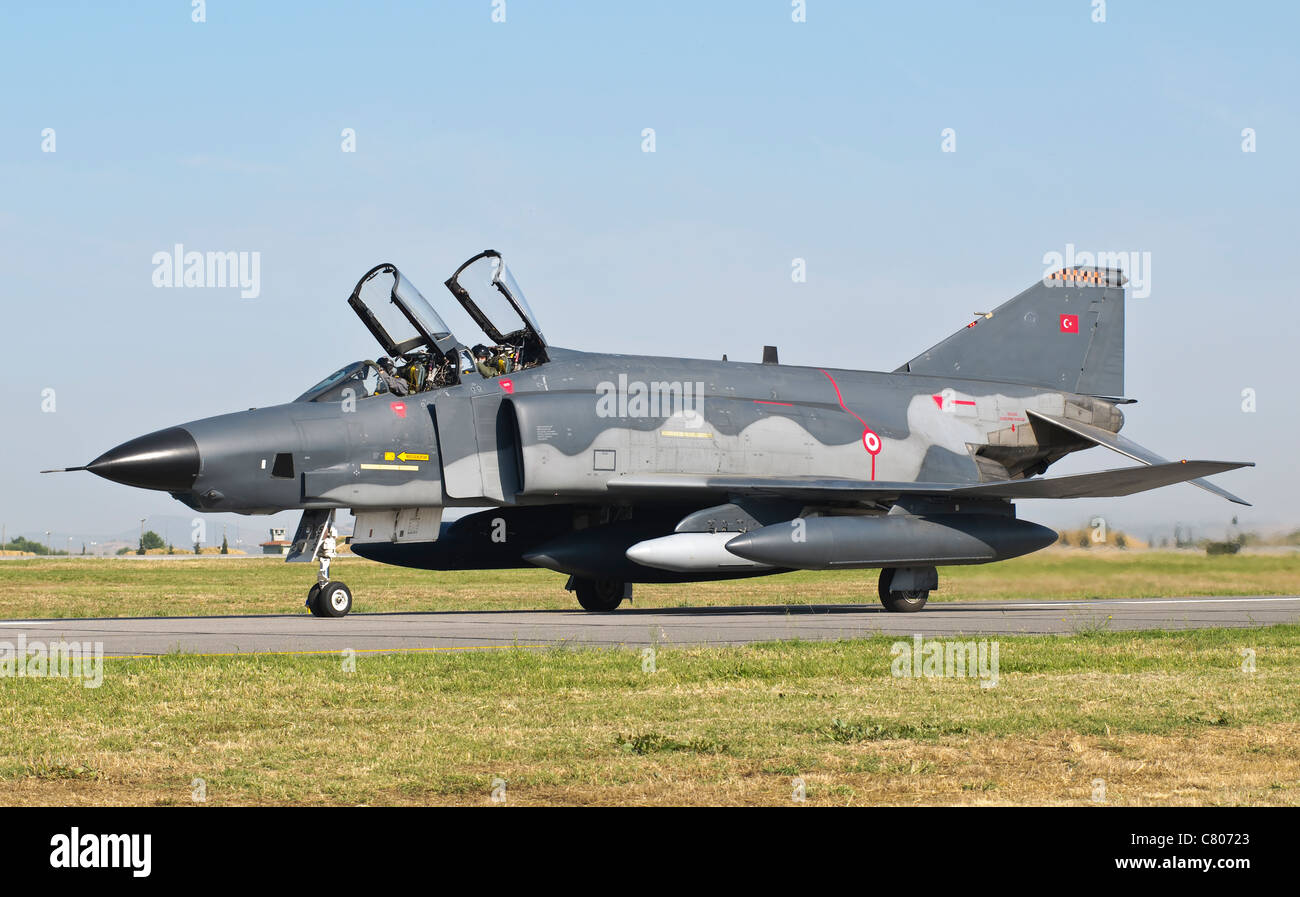 A Turkish Air Force RF-4E taxiing at Izmir Air Base, Turkey. Stock Photo
