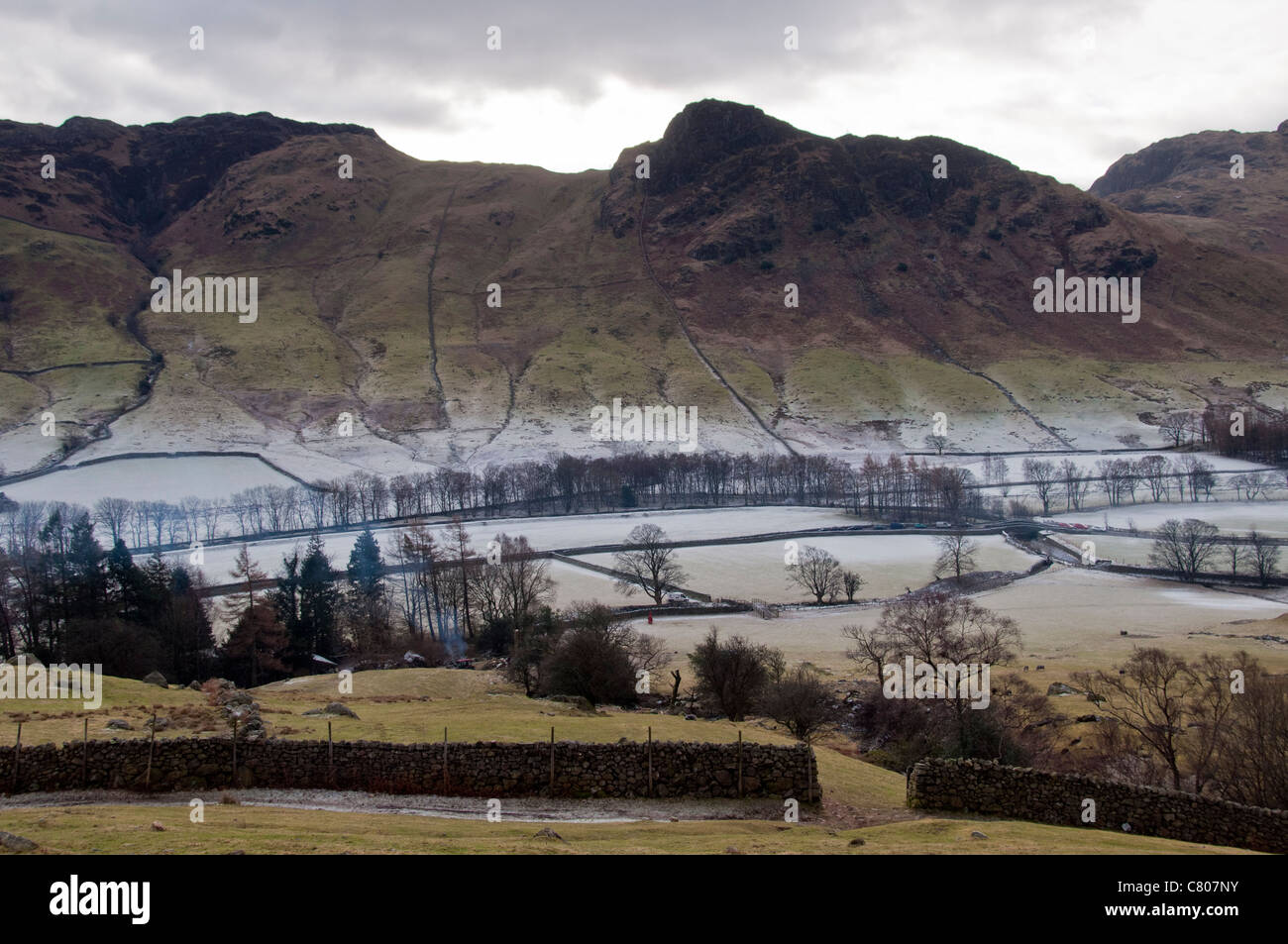 Langdale Valley view in Lake District Stock Photo