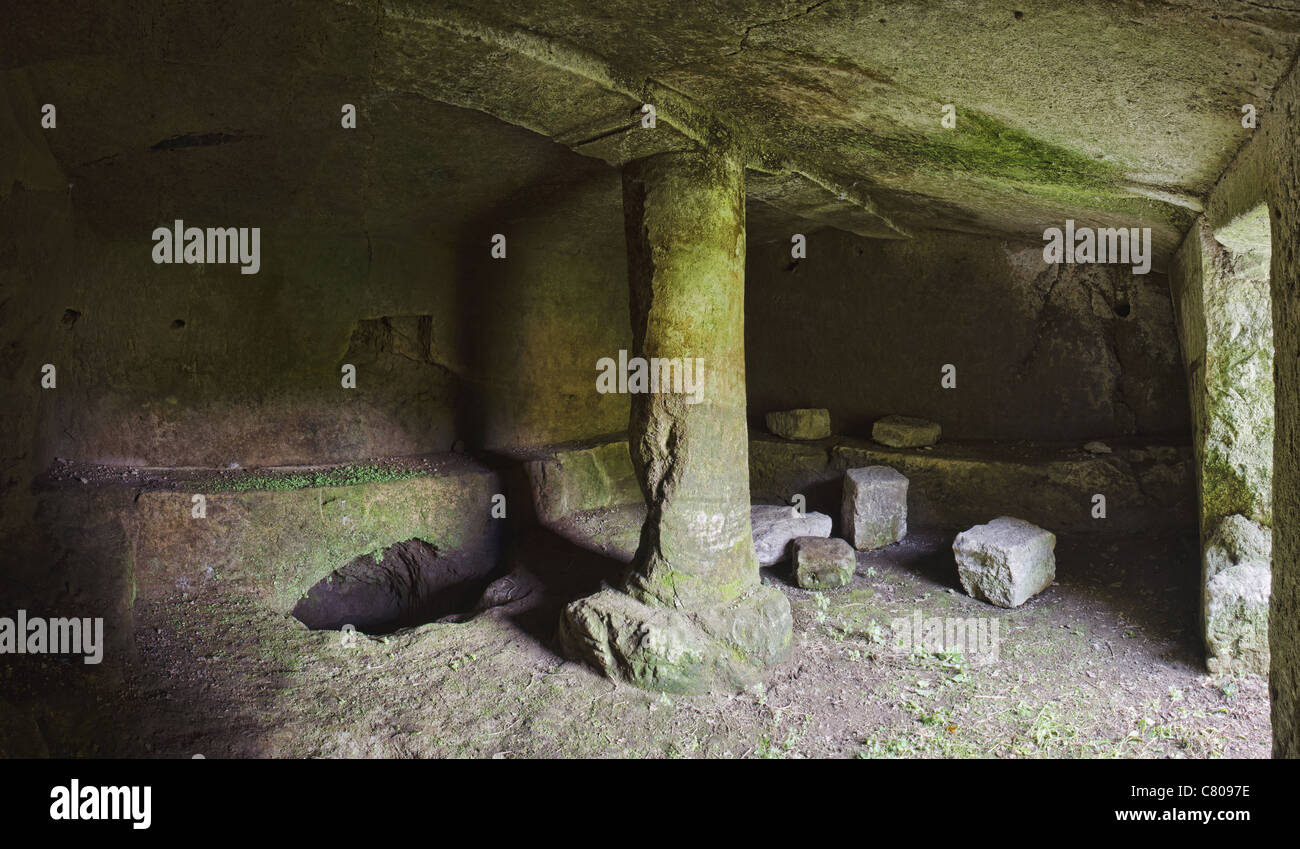 Etruscan tomb (Column Tomb) in San Lorenzo Nuovo, province of Viterbo, Italy. Stock Photo