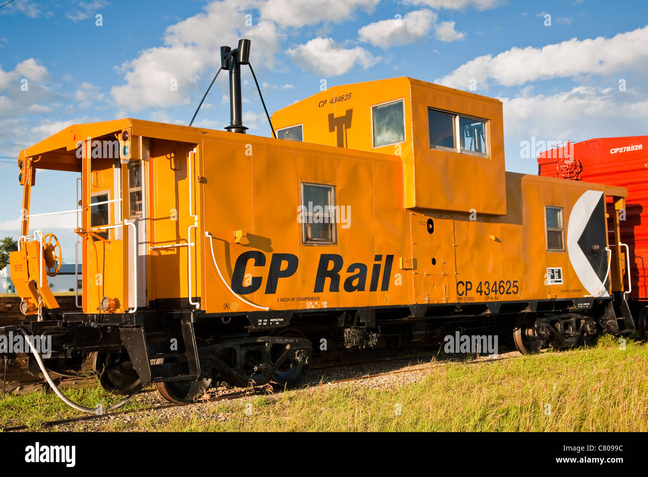 A CP Rail Caboose at the end of a train in Castor, Alberta, Canada Stock Photo Alamy