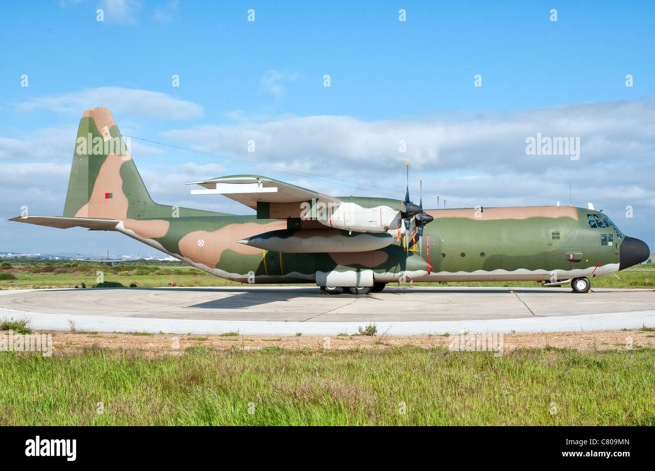 A Portuguese Air Force C-130H Hercules at Montijo Air Base, Portugal. Stock Photo