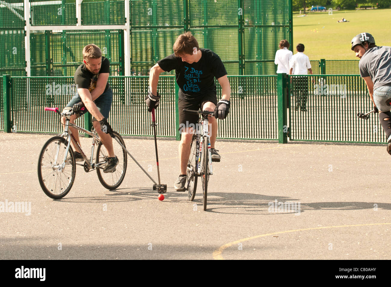 Bicycle polo in Brighton,England. Stock Photo