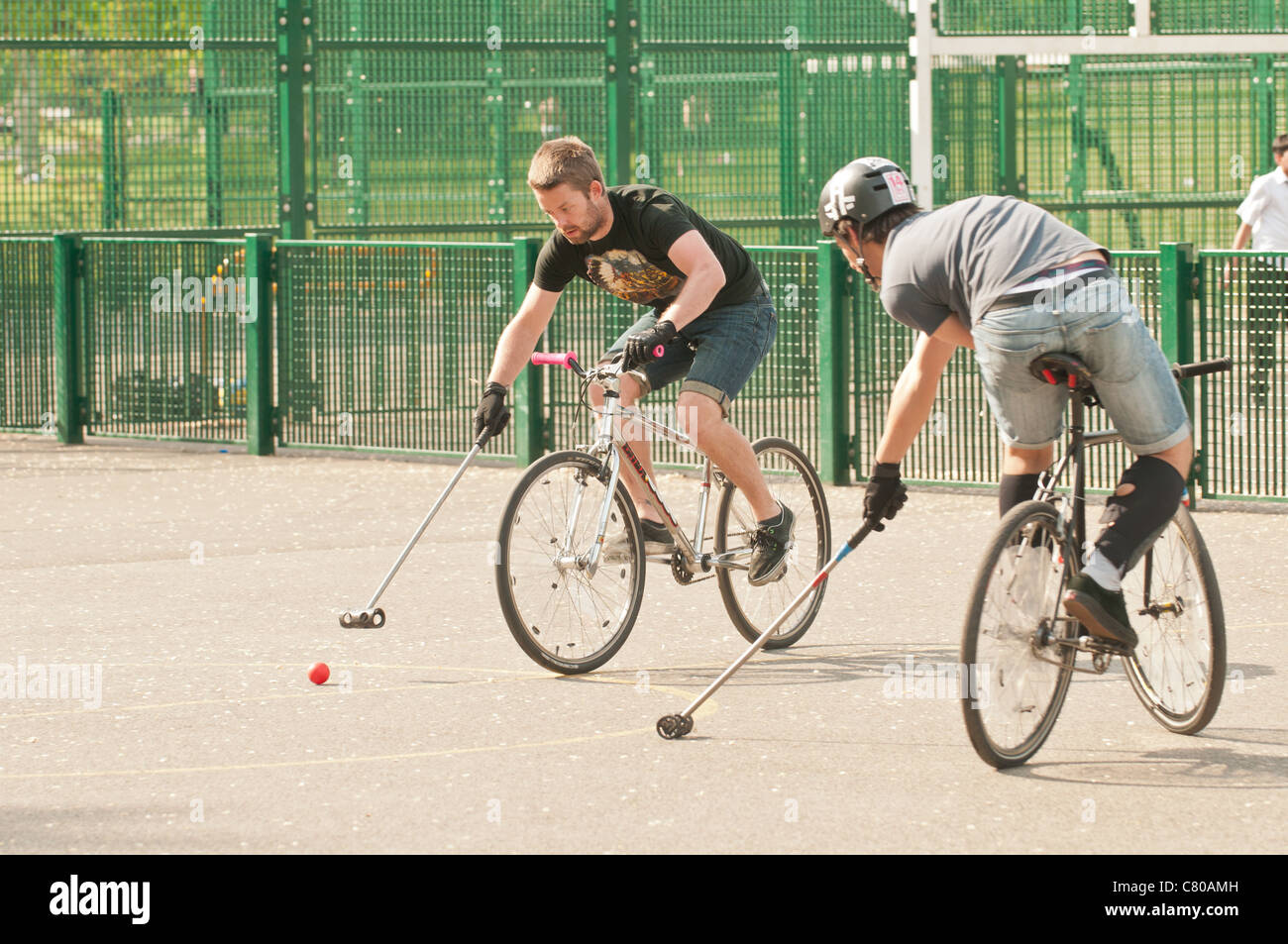 Bicycle polo in Brighton,England. Stock Photo