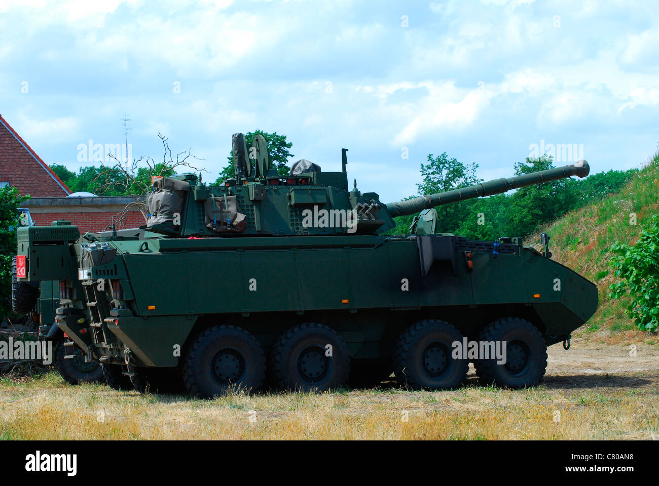 A Belgian Army Piranha IIIC with the LCTS-90 Cockerill Mk8 gun. Stock Photo