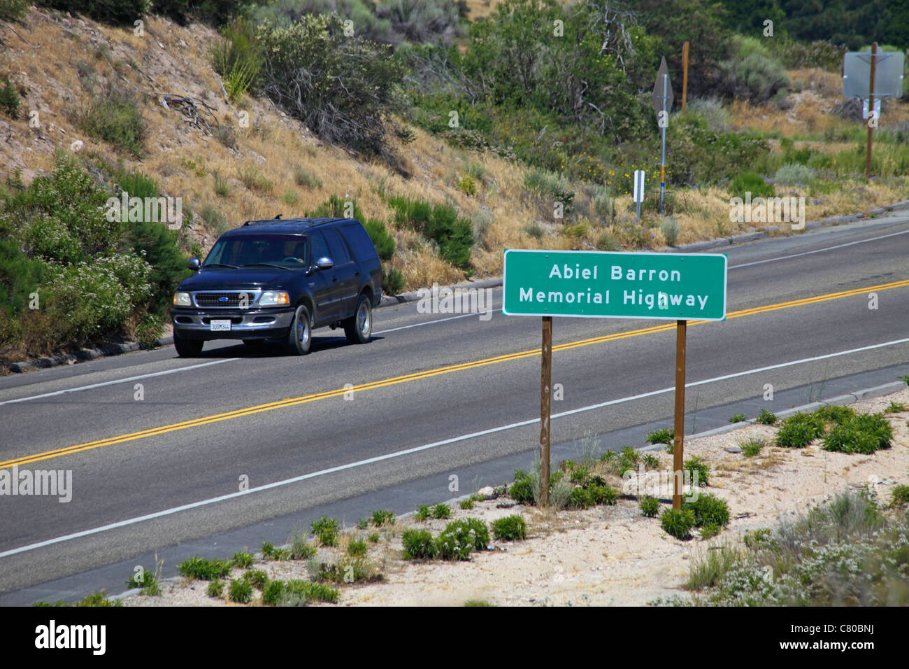 A road sign on a highway at Cajon Pass California USA Stock Photo Alamy