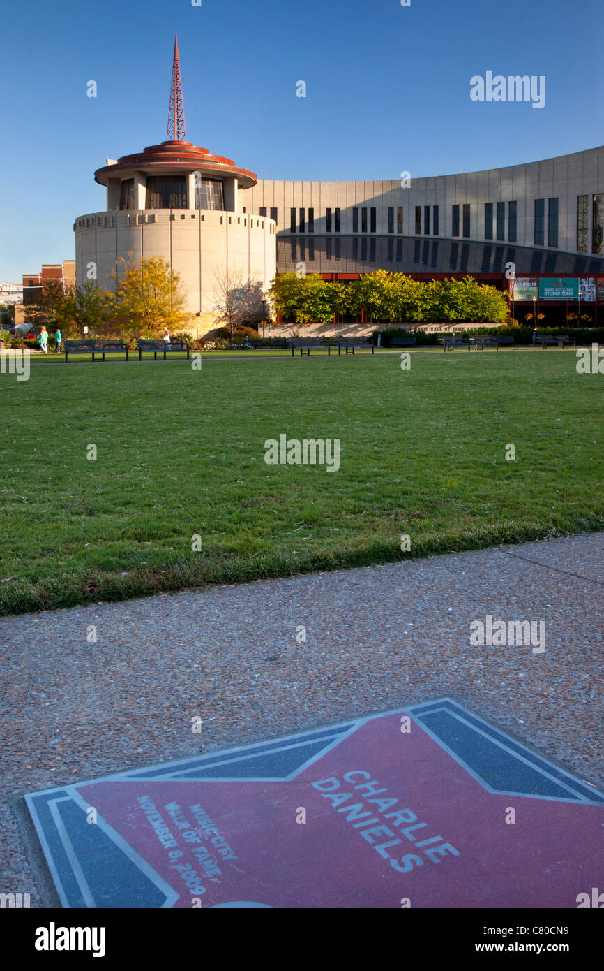 Charlie Daniels star outside Country Music Hall of Fame, Nashville Tennessee USA Stock Photo