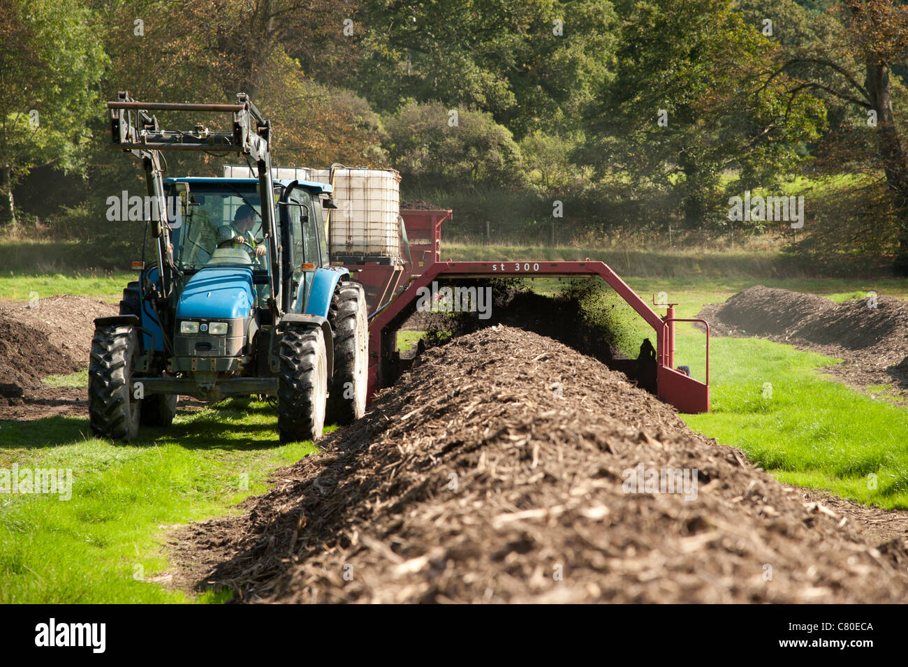 Largescale composting domestic green household waste, UK tractor