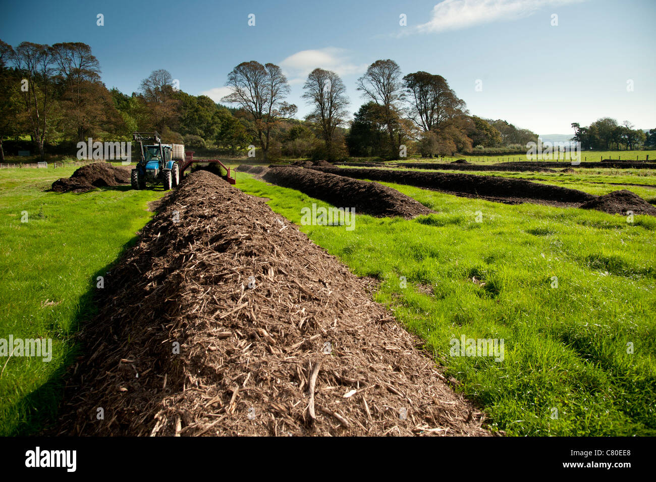 Largescale composting domestic green household waste, UK tractor