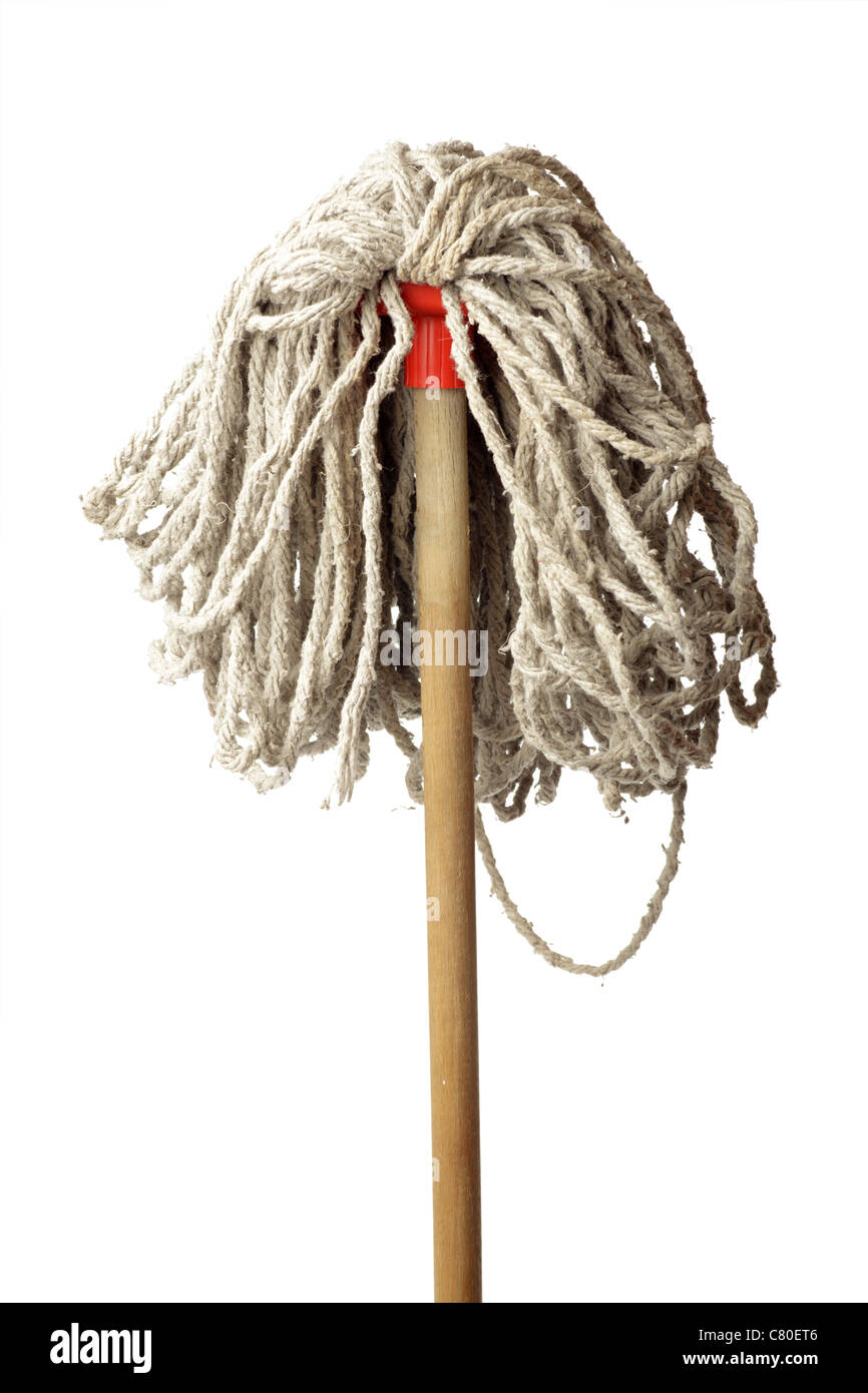 Old Mop Isolated on White Background Stock Photo - Alamy