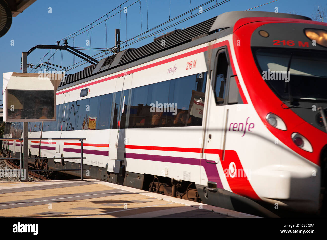 Suburban train Malaga to Fuengirola Costa del Sol Andalusia Spain Stock Photo