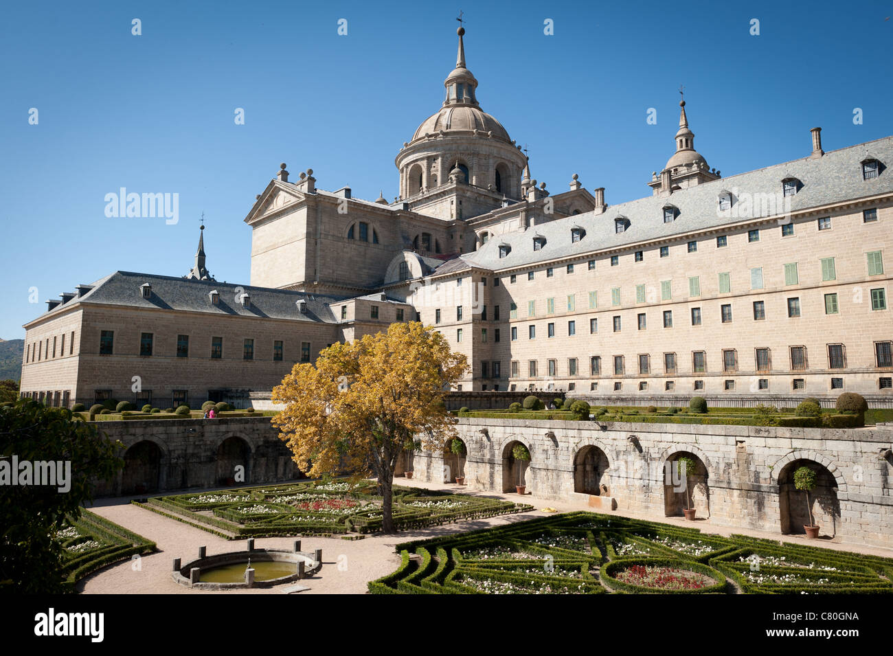The San Lorenzo de El Escorial palace of the Spanish Kings, in Escorial, Spain. Stock Photo