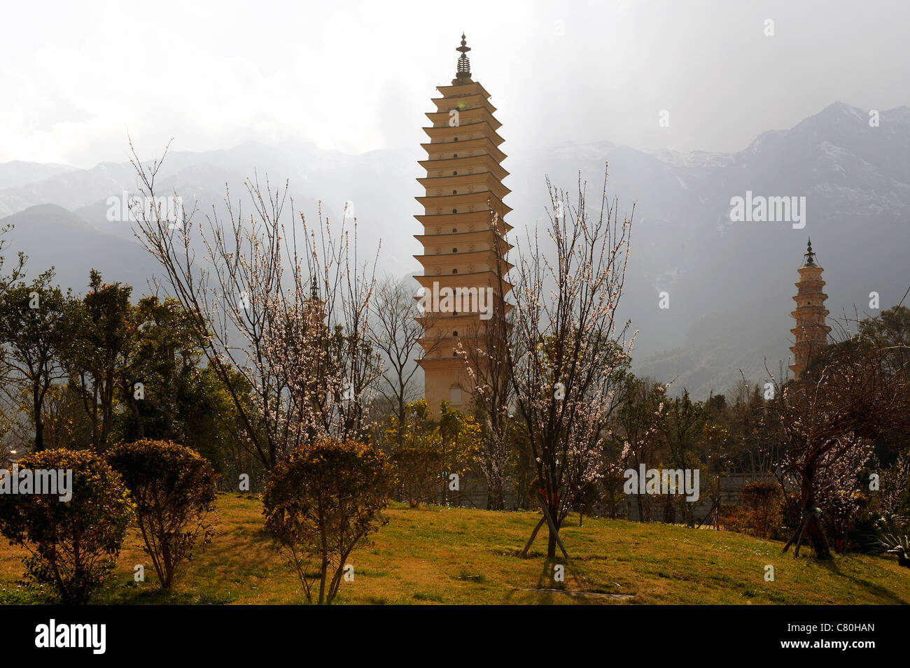 China, Yunnan, Dali, Three Pagodas, Tang Dynasty Stock Photo