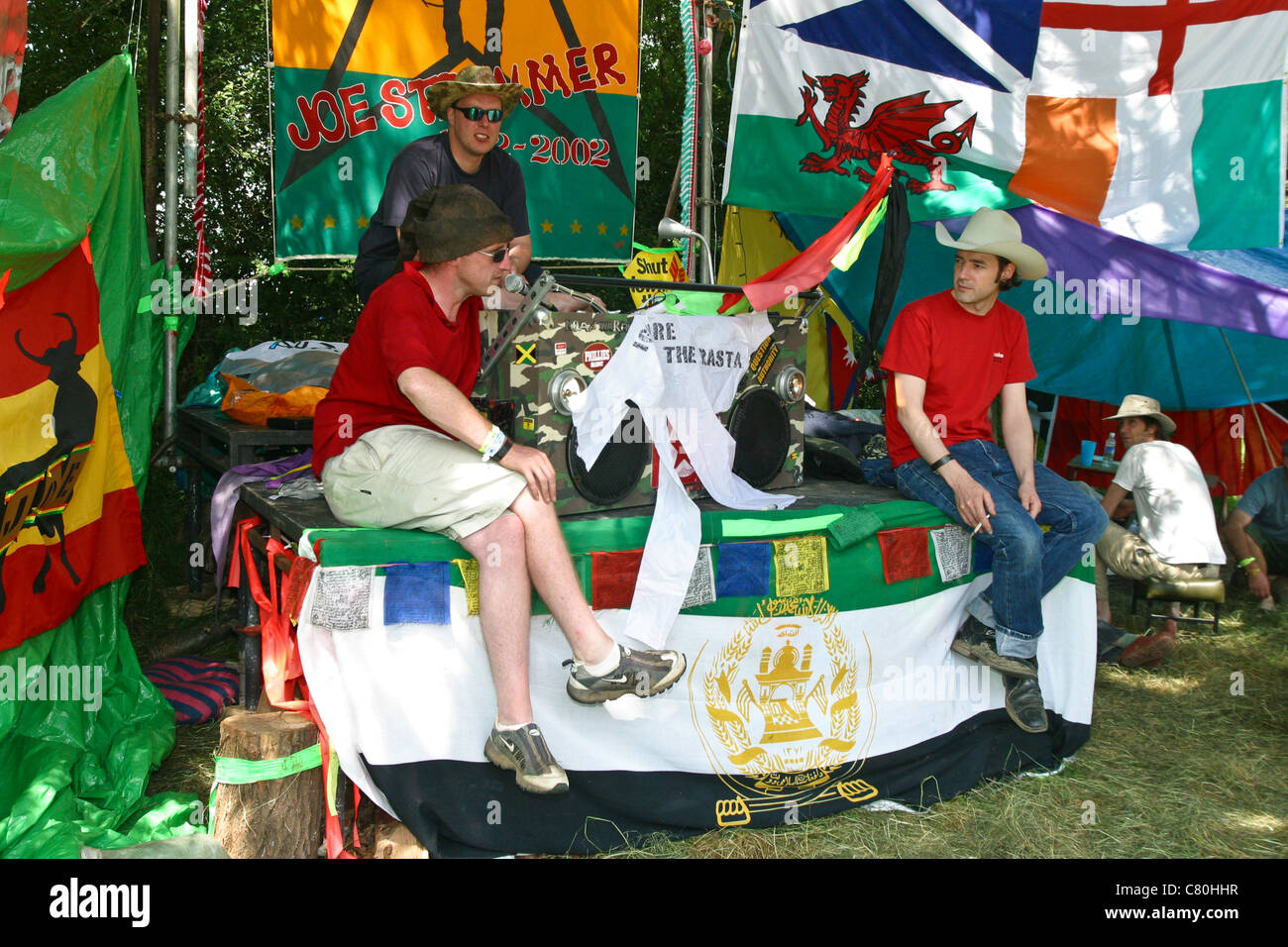 Strumerville Joe Strummer's shrine at the Glastonbury Festival 2003 Stock Photo