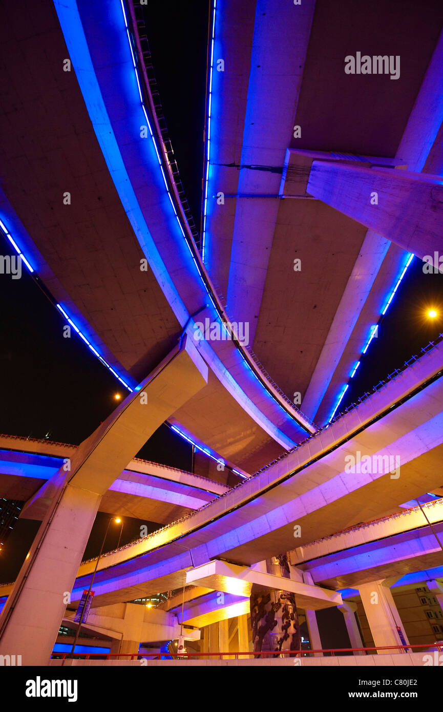 China, Shanghai, the Yannann elevated crossroad Stock Photo