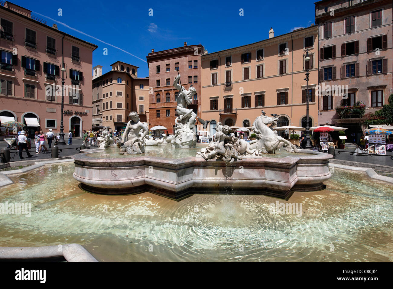 Italy, Lazio, Rome, Piazza Navona, Fountain of Neptune Stock Photo