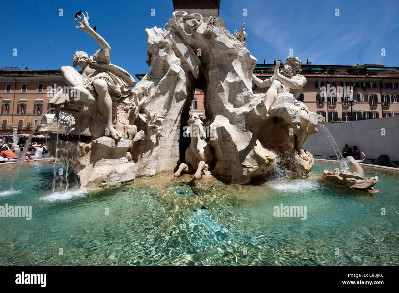 Italy, Lazio, Rome, Piazza Navona, Bernini's Four Rivers fountain Stock Photo