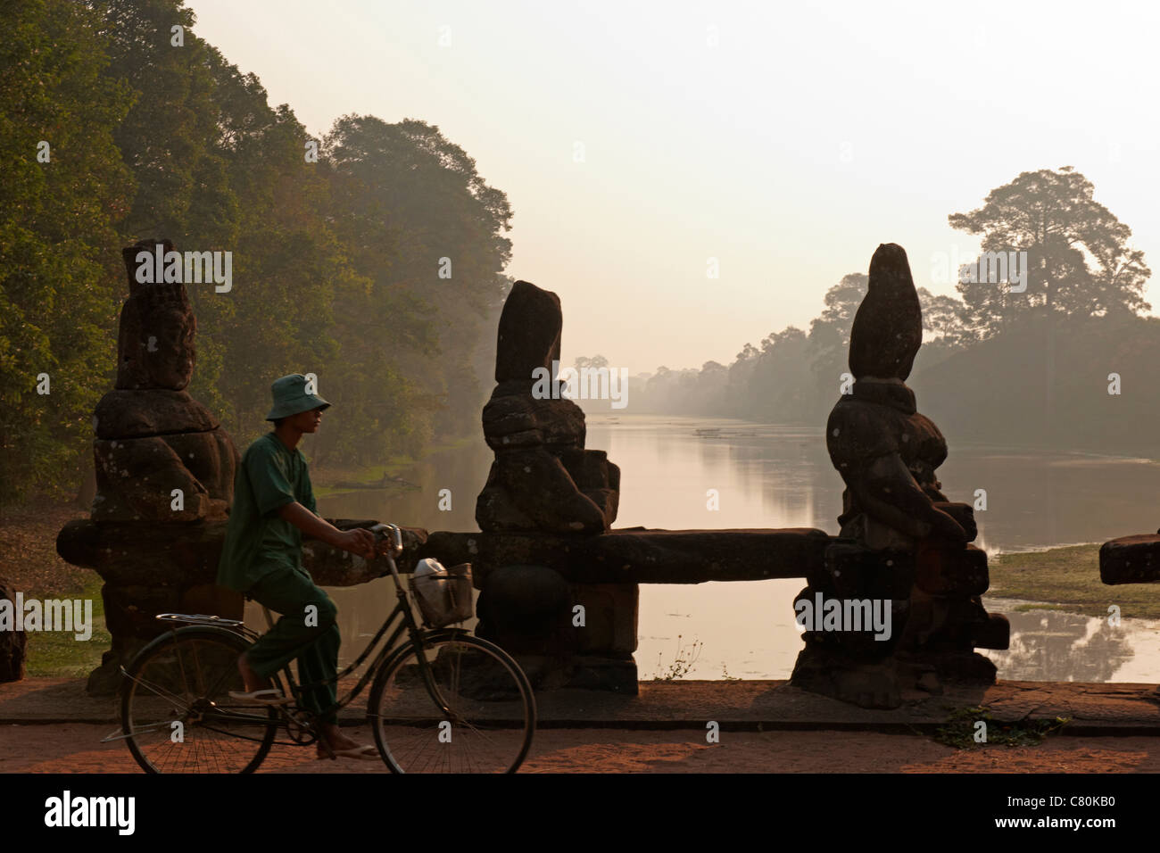 Cambodia, Siem Reap, Angkor Thom, South Gate Stock Photo