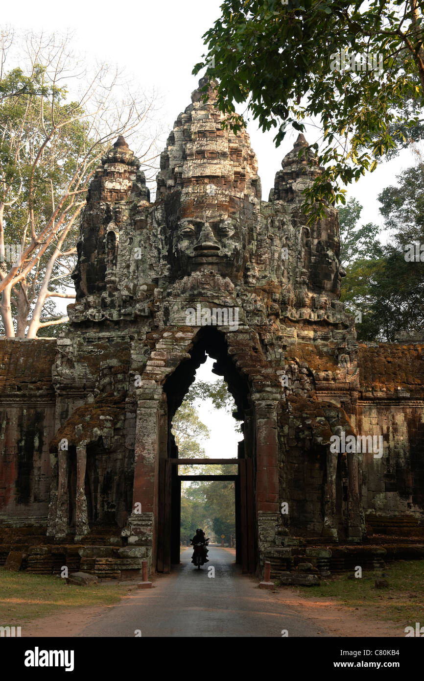 Cambodia, Siem Reap, Angkor Thom, North Gate Stock Photo