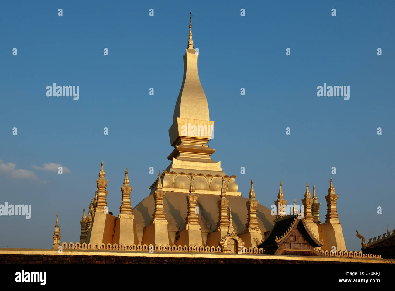 Laos, Vientiane, Pha That Luang Buddhist Stupa Temple Stock Photo