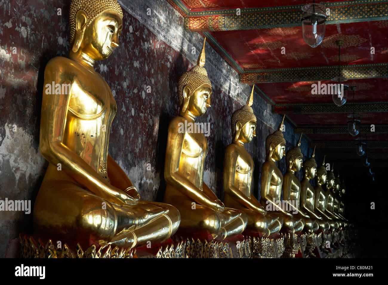 Thailand, Bangkok, Wat Suthat Buddhist Temple Stock Photo