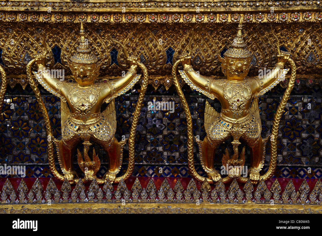 Thailand, Bangkok, Royal Grand Palace, Wat Phra Kaew Buddhist Temple Stock Photo
