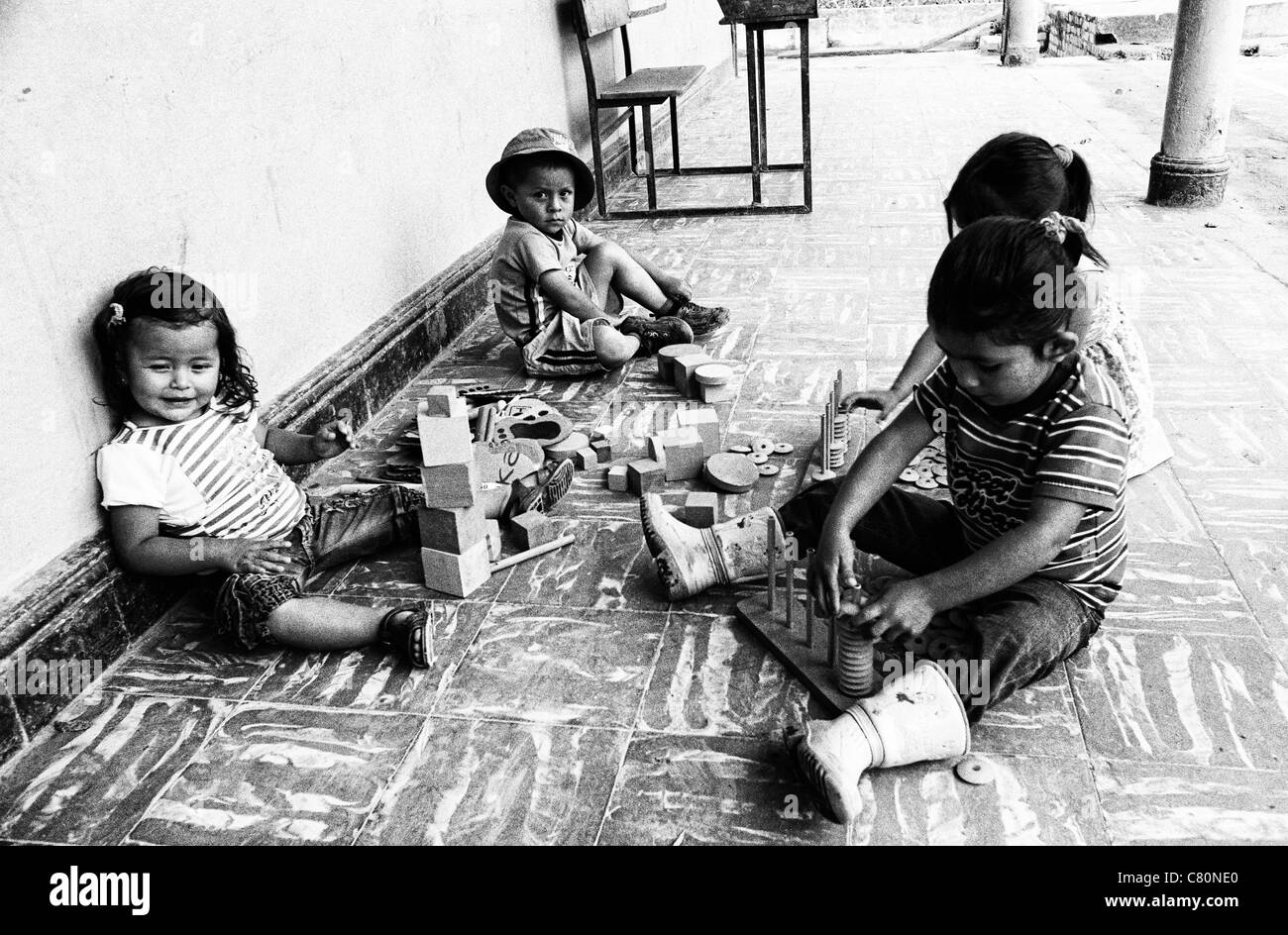 Children playing in the kindergarten. Moniquirá, Boyacá, Colombia, South America Stock Photo