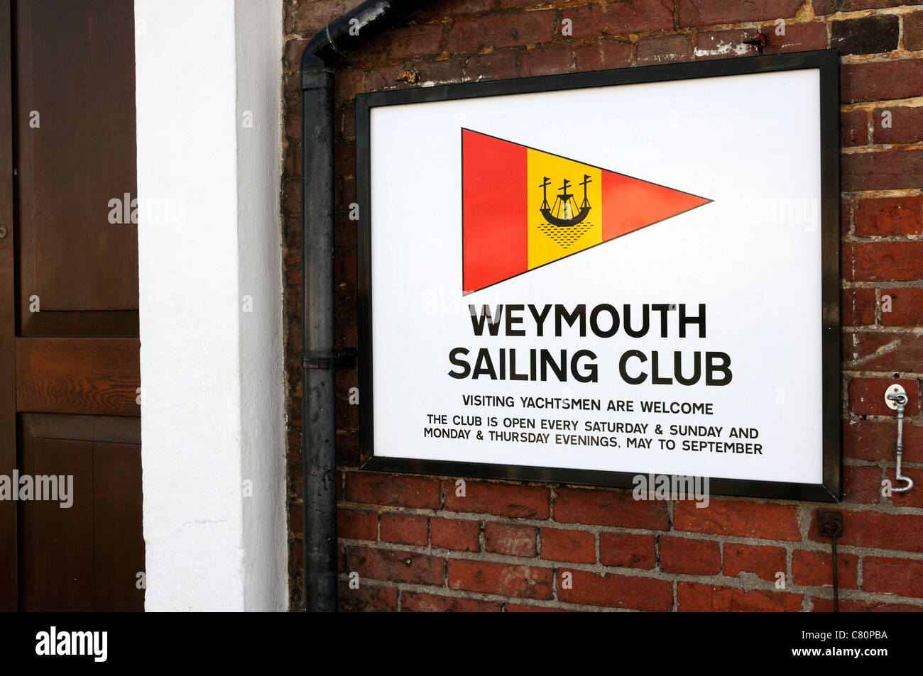 Weymouth Sailing Club sign. Weymouth Dorset will host the