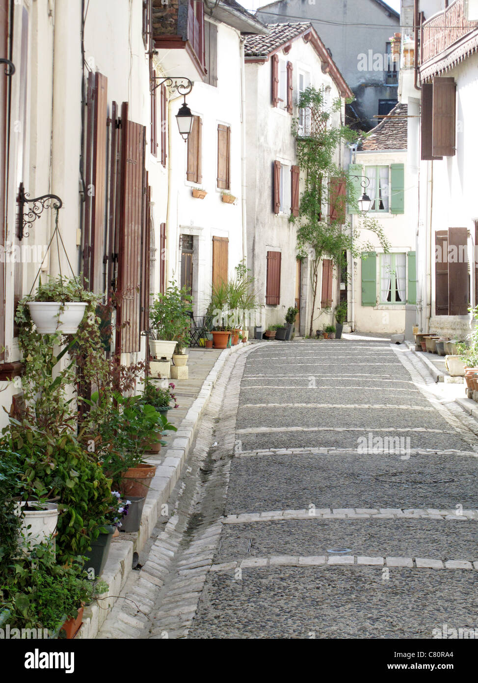 View of a French village street Stock Photo - Alamy