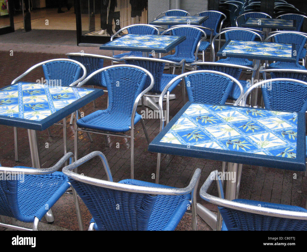 empty terrace outside restaurant Stock Photo