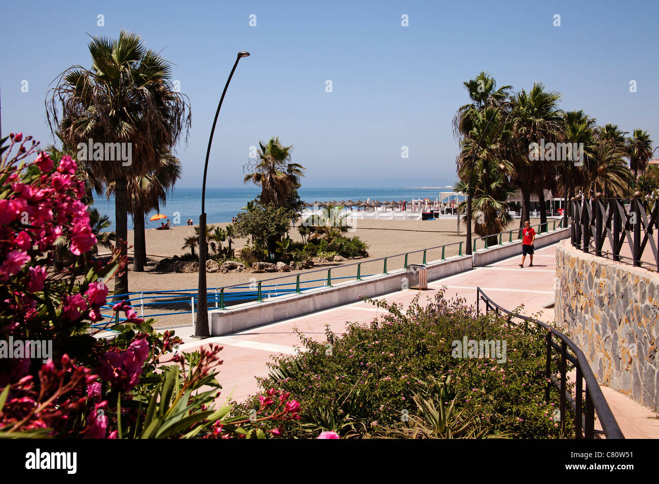Promenade and La Raga beach Estepona Malaga Costa del Sol Andalusia Spain Stock Photo