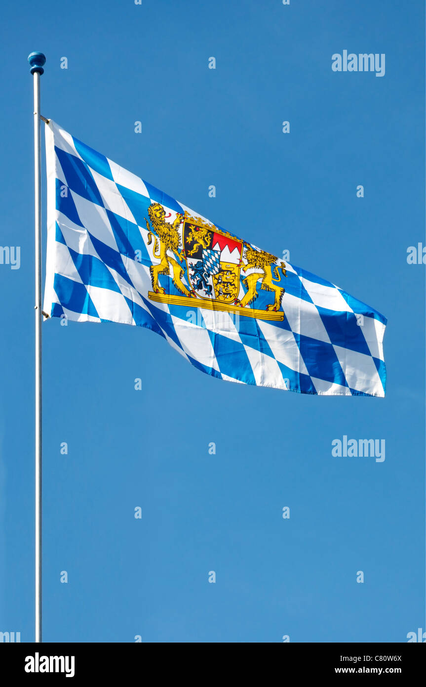 Flag of the State of Bavaria in Germany Stock Photo