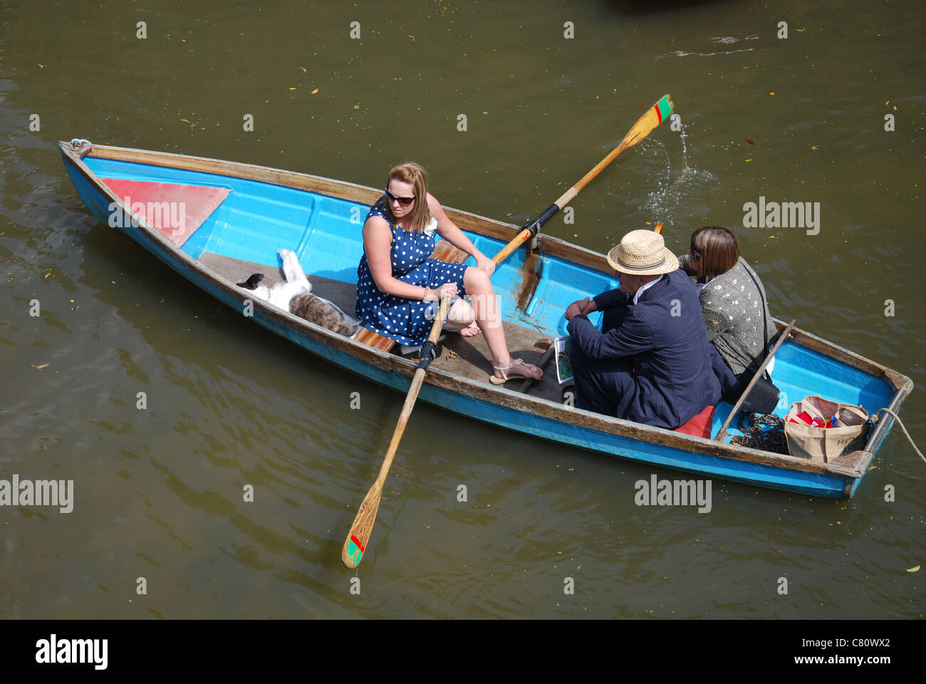 rowing on the river Cherwell in Oxford England Stock Photo