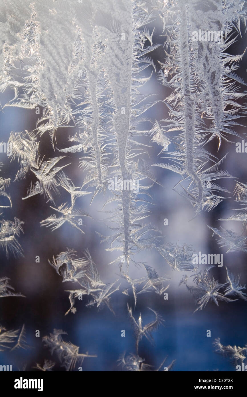Frosty natural pattern on winter window Stock Photo - Alamy