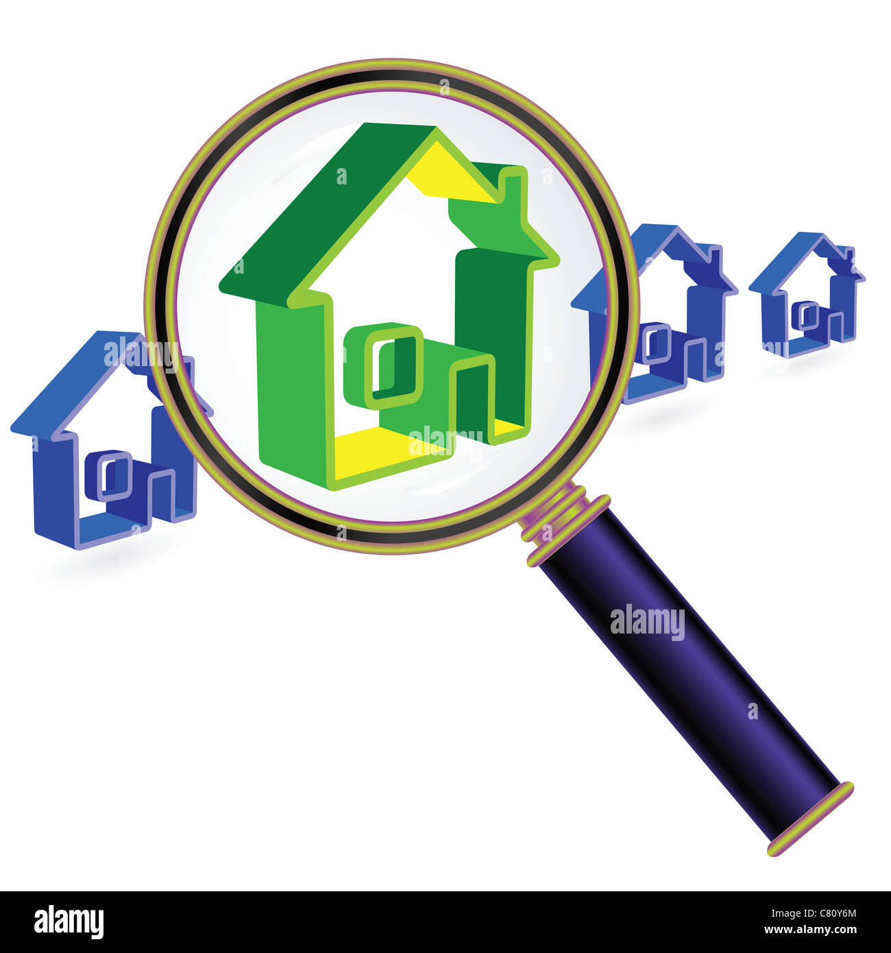 House sign under magnifier glass. Real Estate Concept Stock Photo Alamy
