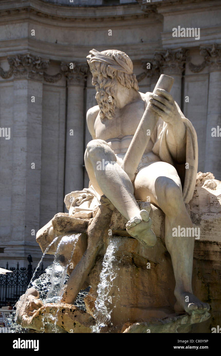 Fountain sculpture, Piazza Navona, Rome, Italy, Europe Stock Photo