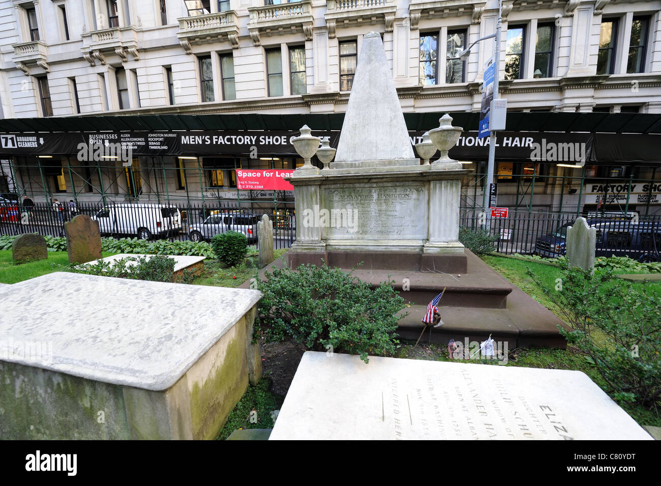 The grave of Alexander Hamilton in Manhattan's Trinity churchyard. His