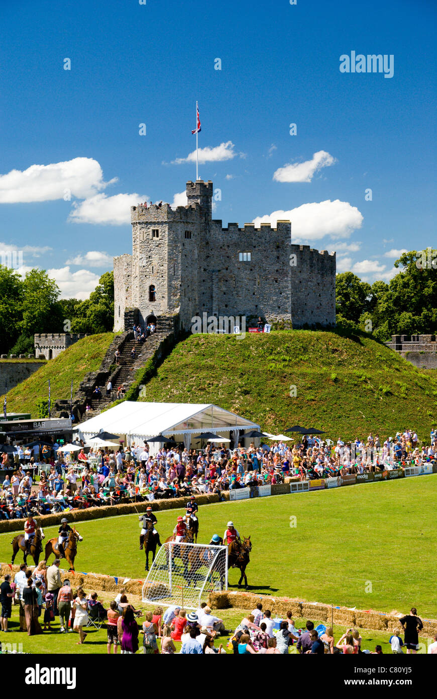 polo match cardiff castle wales, uk Stock Photo